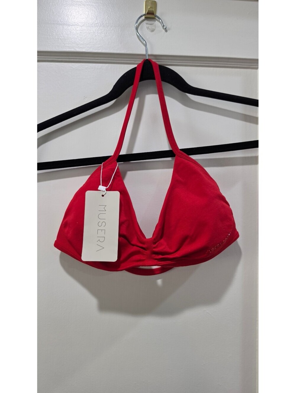 Musera Sport Red Halter Bikini Top Size Large